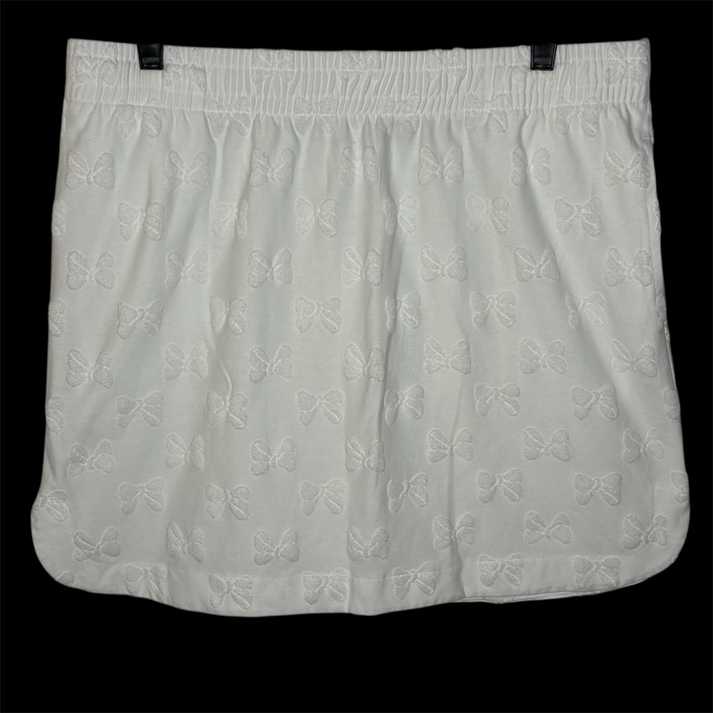Disney White Mini Skirt with Embroidered Bows